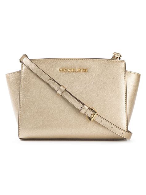 michael kors selma gold small cross body bag|michael kors selma studded.